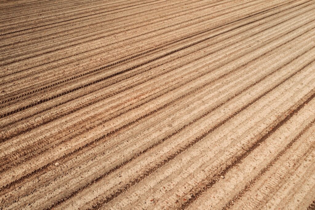 Plowed field land